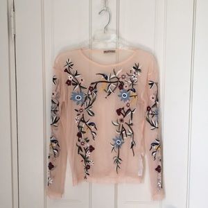 Sheer Embroidered Zara Long Sleeve Top